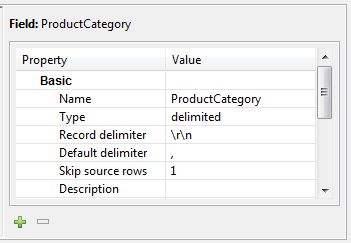 \r\nがレコード・デリミタとして表示されているProductCategoryの「詳細」ペイン