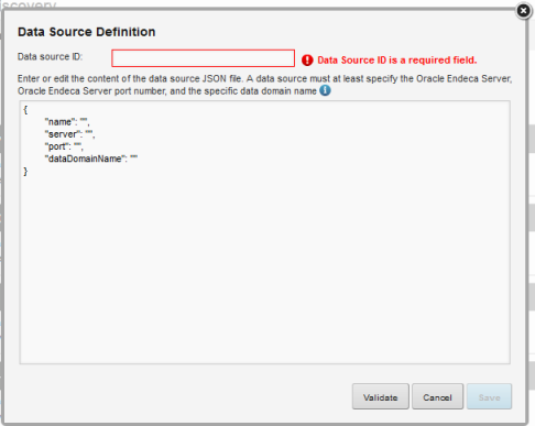 新しいデータソースの「データ・ソース定義」ダイアログ
