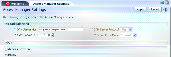 「Access Managerの設定」: 「ロード・バランサ」