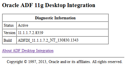 ADF Desktop Integration remote servlet message