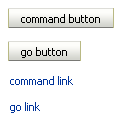 コマンド・ボタンおよび実行ボタン。コマンド・リンクおよび実行リンク。