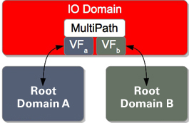 image:Diagram shows a resilient I/O domain with two virtual functions.