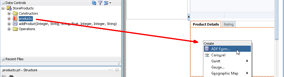 Product DetailsタブにADF Formを追加