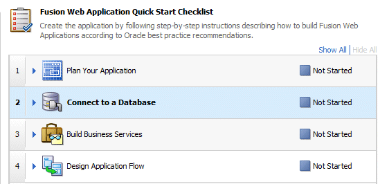 Quick Start Checklist - データベース接続