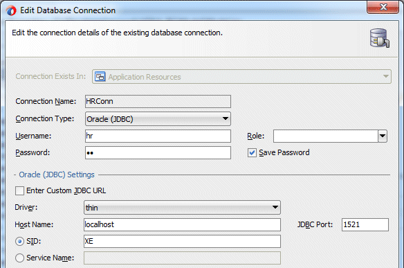 Edit Database Connection