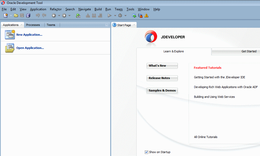 JDeveloperのStart Page