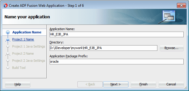 Create Fusion Web Applicationのステップ1