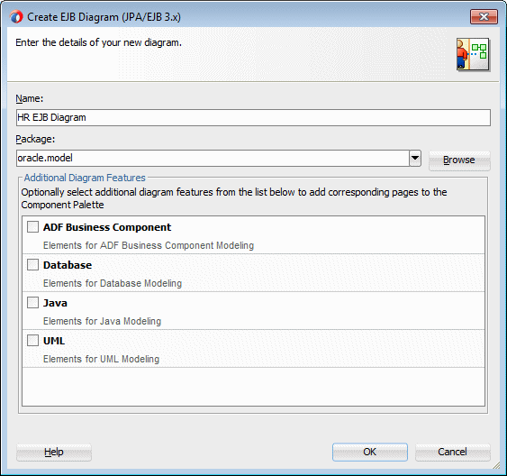  Create EJB Diagramダイアログ