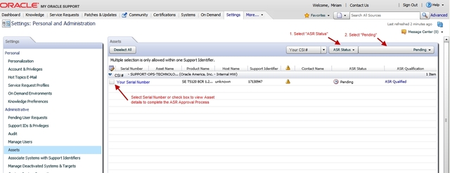 イメージ: 「Pending ASR Activations」ウィンドウを示す図。