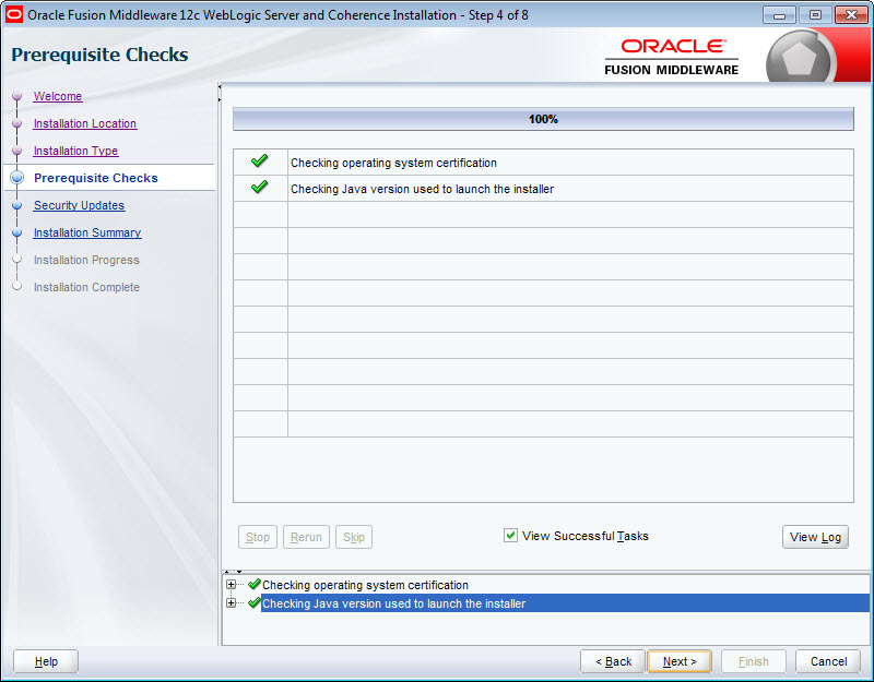 Screenshot of WebLogic installation wizard.
