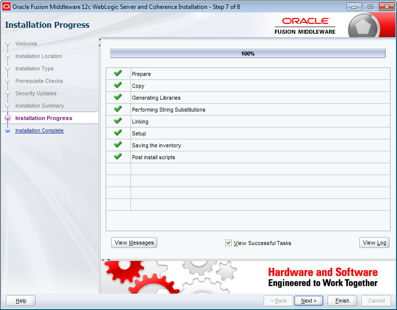 Screenshot of WebLogic installation wizard.