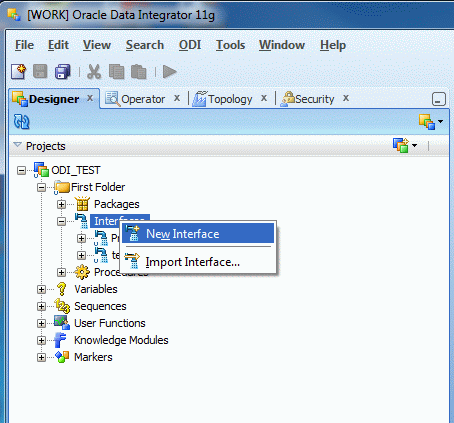 Screenshot of the Designer tab with the New Interface option selected