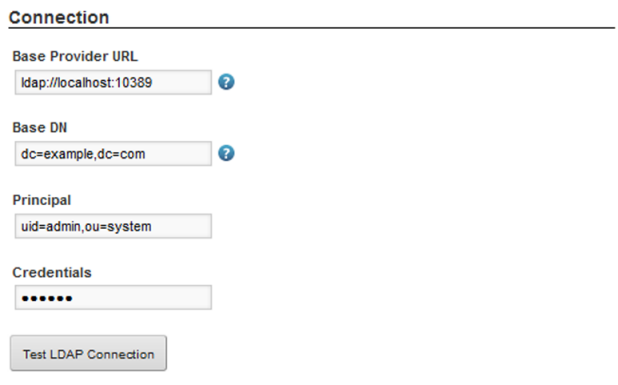 Connection settings for the LDAP server