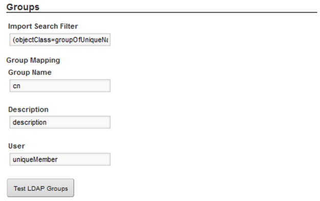 Groups section in the LDAP configuration