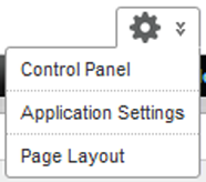 Administrator menu within an application