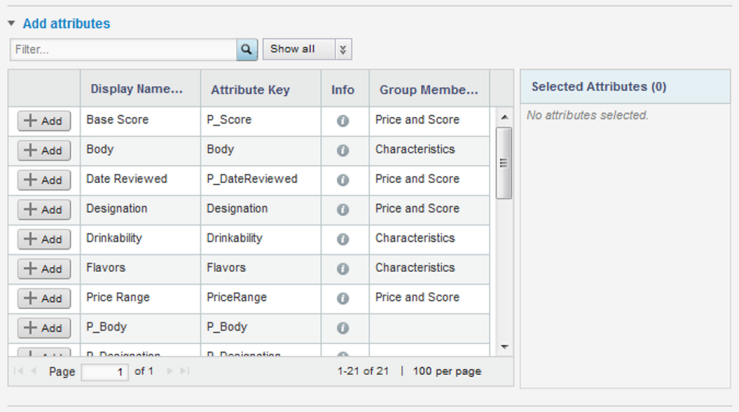 Attribute list for adding attributes to a manual group