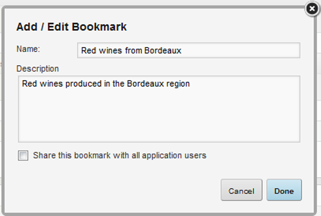 Add / Edit Bookmark dialog
