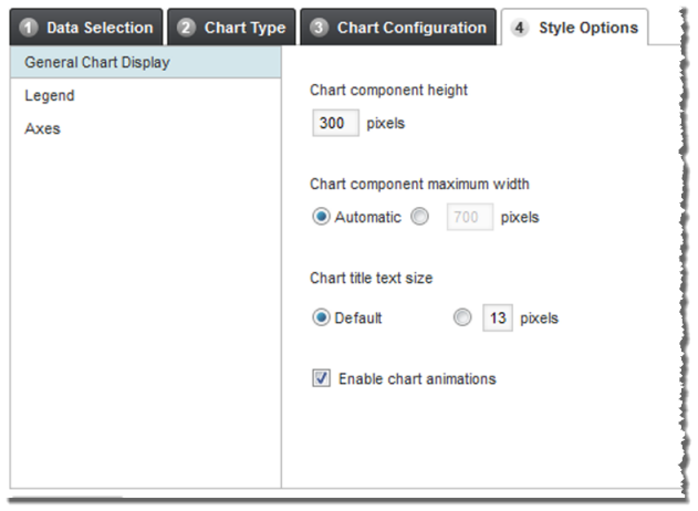General Chart Display section of the Style Options tab on the chart edit view
