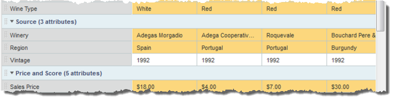 Compare dialog showing the difference highlighting when no baseline is selected