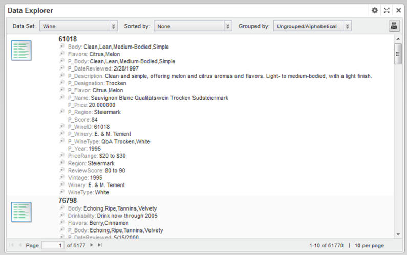 Example of a Data Explorer component