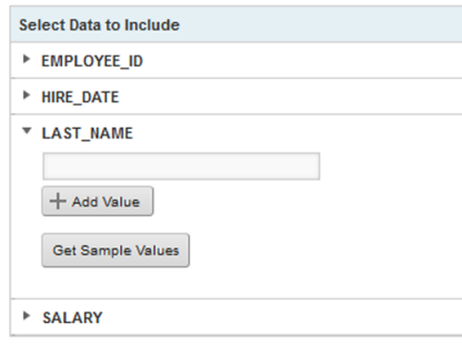 Fields for defining a string attribute filter