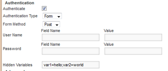 IFrame edit view with authentication fields for Form authentication