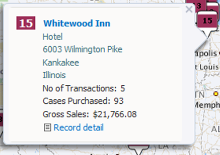 Excerpt from a Map component showing the details pop-up for a location