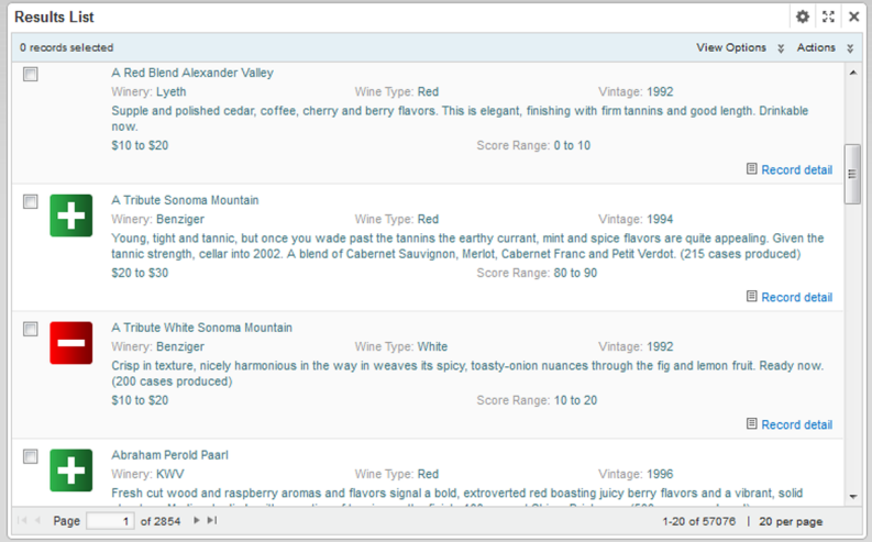Example of a Results List component