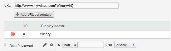 Condition set for a Results Table column action
