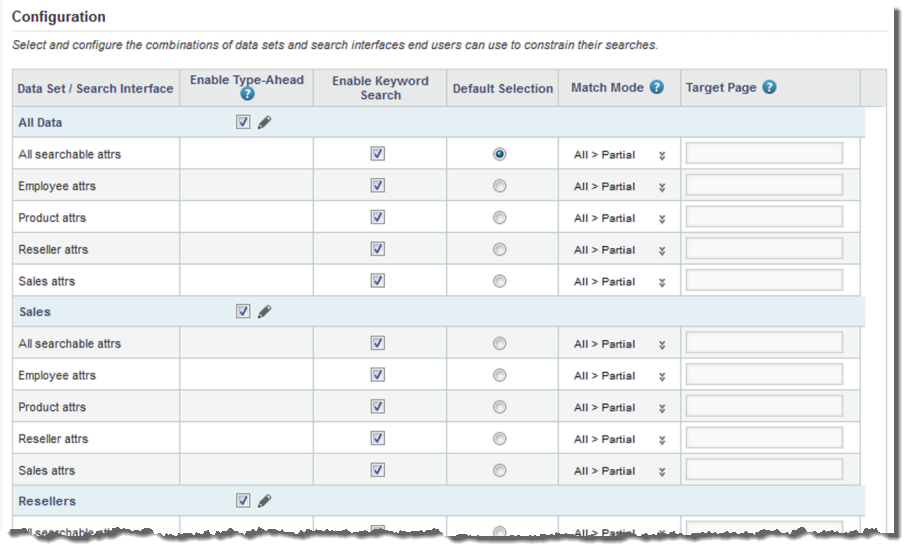 Configuration tab of the Search Box edit view