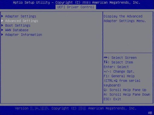 image:UEFI 設定ユーティリティーの「Advanced Settings」画面を示した図。