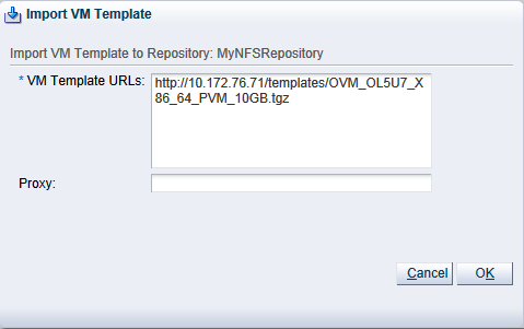 This figure shows the Import Template dialog box.