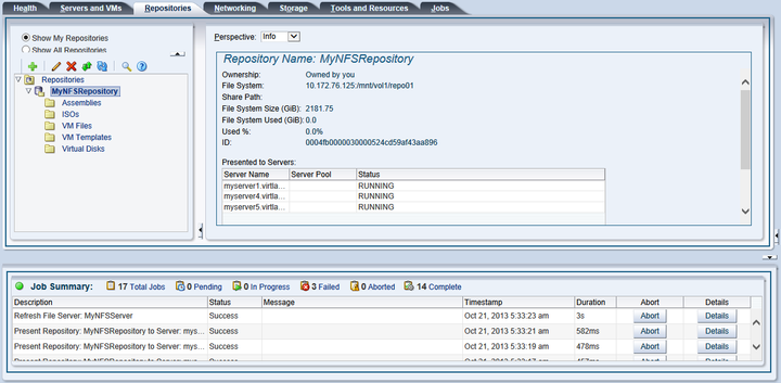 This figure shows the new repository listed in the Repositories tab.