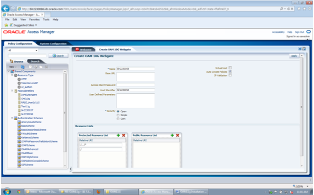 OAM WebGate Agent registration