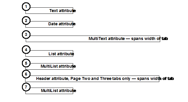 How attributes appear on a form tab