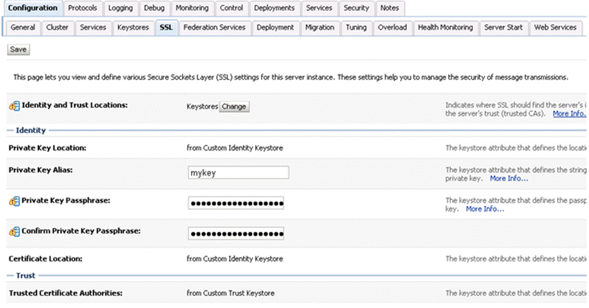Entering the Private Key and Key Passphrase