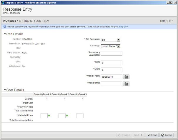 Response Entry Form