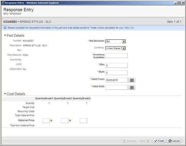 Response Entry Form in Advanced Wizard Edit mode