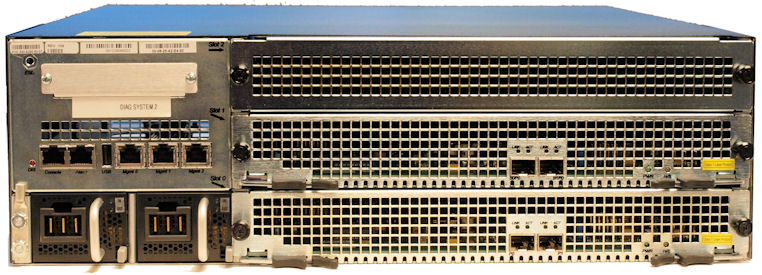 This image shows the DC power supplies on the back of the chassis.
