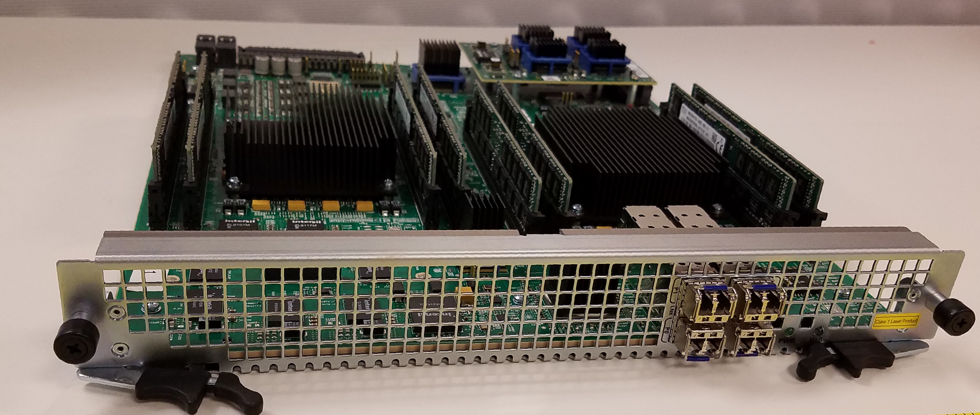 This image shows the alternate card option, a four port NIU, outside of the chassis.