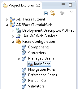 New managed bean in the project explorer