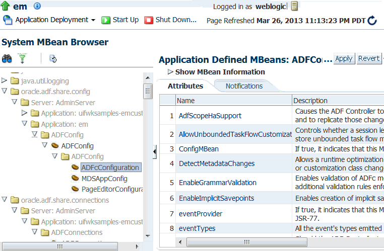 ADF構成Mbean