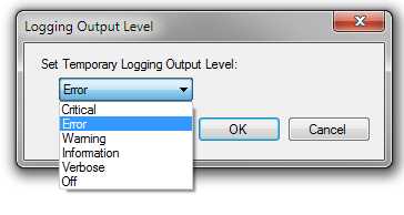 ロギング出力レベル・ダイアログ・ボックス