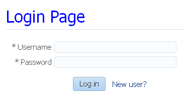 ポップアップ・ダイアログ内のユーザー名とパスワードを入力するためのログイン画面