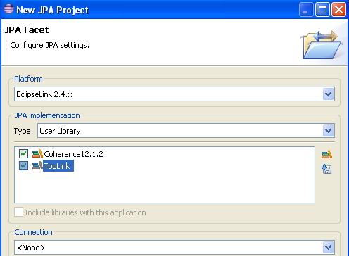 「JPA Facet」ページに追加されたEclipseLinkライブラリ