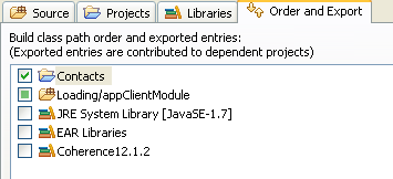 Loadingプロジェクトの「Order and Expor」タブ