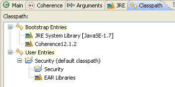 PasswordExampleプログラムの「Classpath」タブ