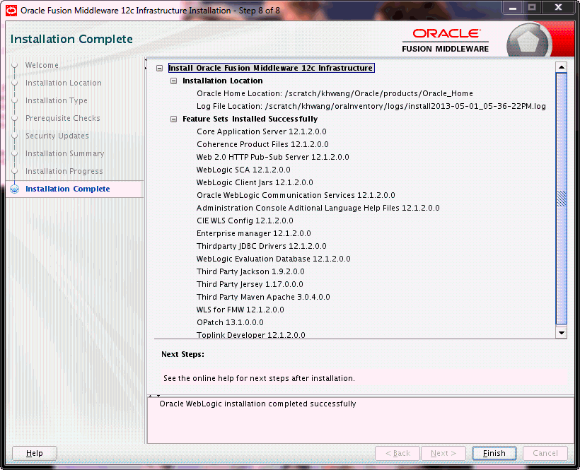 wls_install_complete.gifの説明が続きます