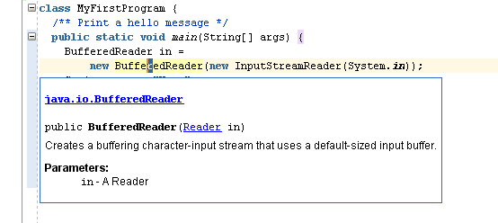 「クイックJavadoc」ウィンドウ