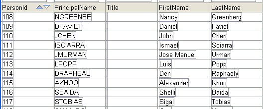 simpleスキンによってレンダリングされたADF Facesのtableコンポーネント